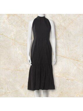 REBECCA VALLANCE Black Tiered Midi Dress Size Medium / US 6 / UK 10